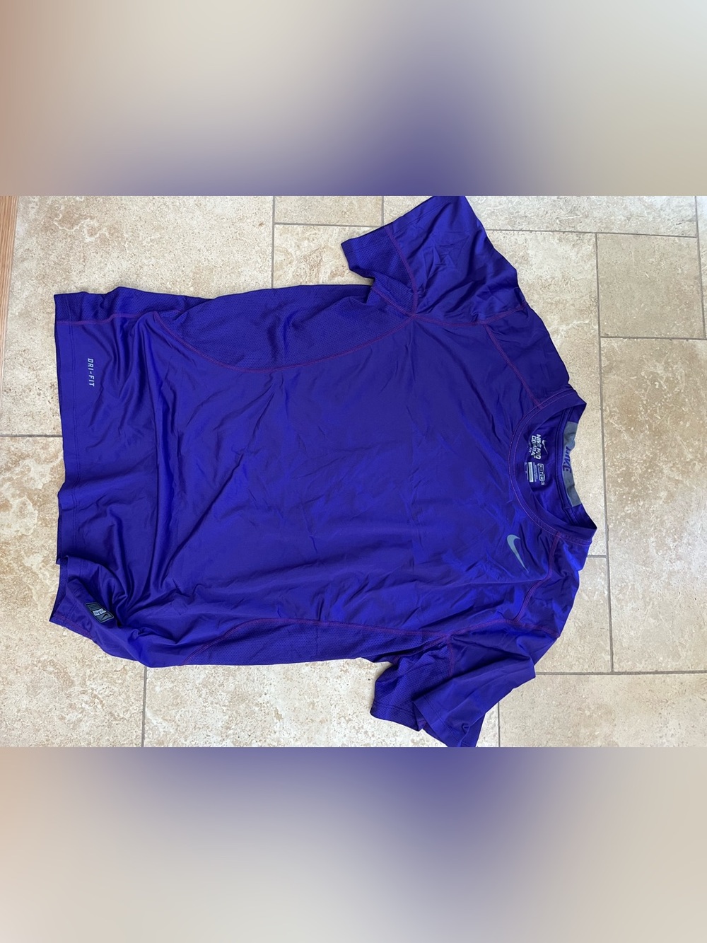 Nike Purple Fitted Pro Dri-FIT Athletic Tee